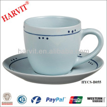 Celadon de cerámica chino antigua taza de té y Plato Saucer Set / mano pintado té de cerámica hecho en China / Home Productos Tea Set